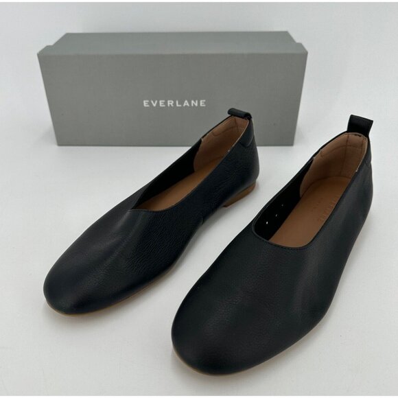 Everlane The Italian Leather Day Glove Flats in Black size 8 Women's Career - Picture 1 of 6
